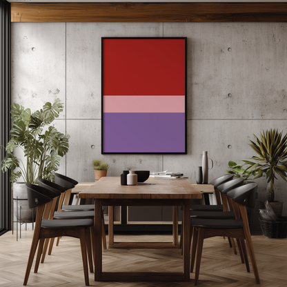 Wandbild Trend Blocks Red Rose Lilac Poster Colorful Artwork, minimalistisches modernes Design, ideal für stilvolle Raumgestaltung.